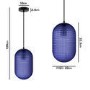 Navy Blue Textured Smoked Glass Pendant Light - Lugo