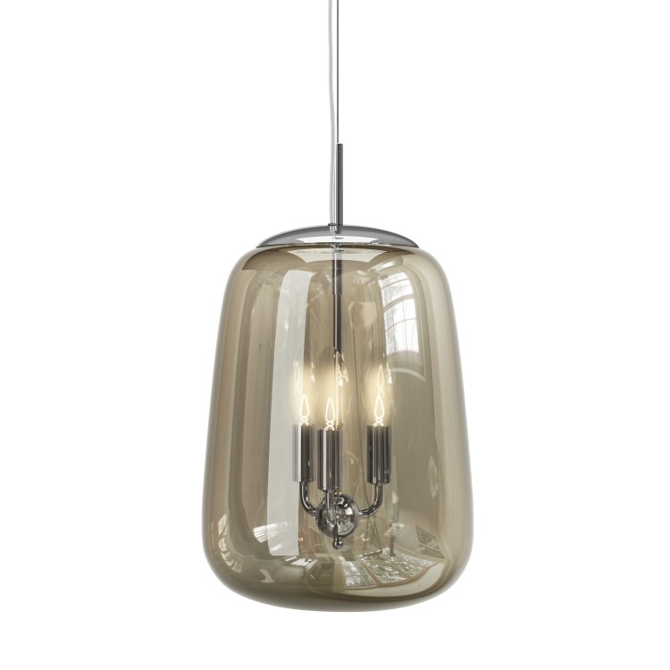 Chrome & Smoked Glass Pendant Chandelier - Cascina