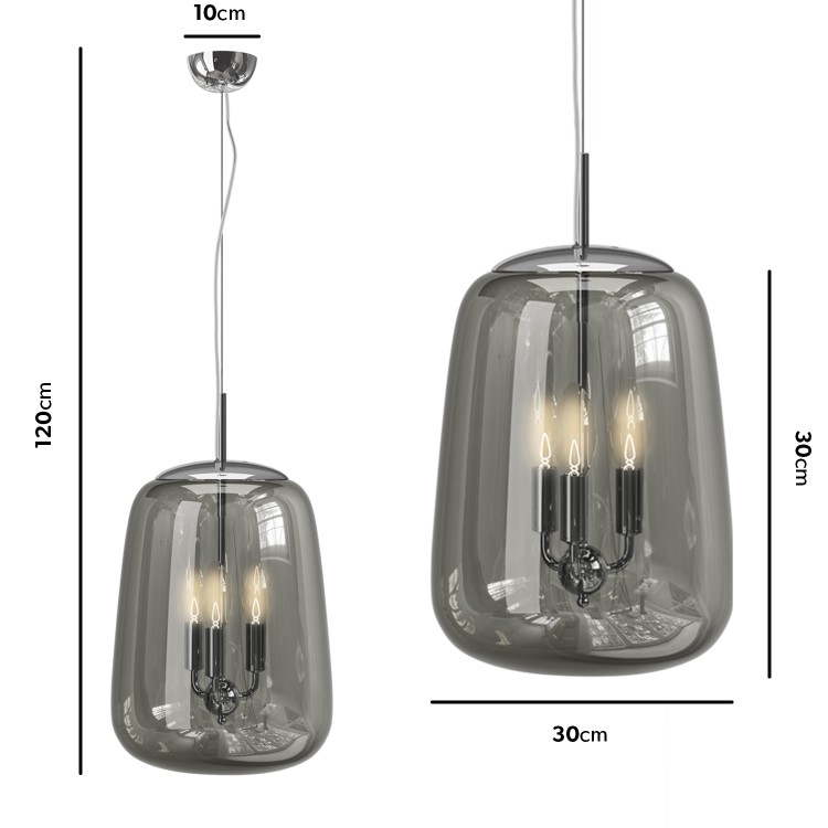 Smoked Glass Pendant Chandelier - Cascina