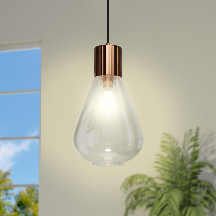 Small Clear Glass Teardrop Pendant Ceiling Light - Sorrento