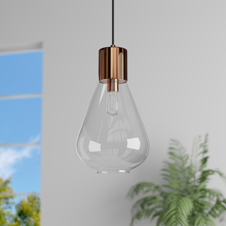 Small Clear Glass Teardrop Pendant Ceiling Light - Sorrento