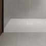 1400x800mm Rectangular Shower Tray with Grate - White Stone Resin Slate Effect - Sileti