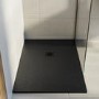 1400x800mm Rectangular Shower Tray with Grate - Black Stone Resin Slate Effect - Sileti