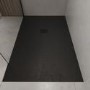 1400x900mm Rectangular Shower Tray with Grate - Black Stone Resin Slate Effect - Sileti