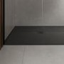 1400x900mm Rectangular Shower Tray with Grate - Black Stone Resin Slate Effect - Sileti