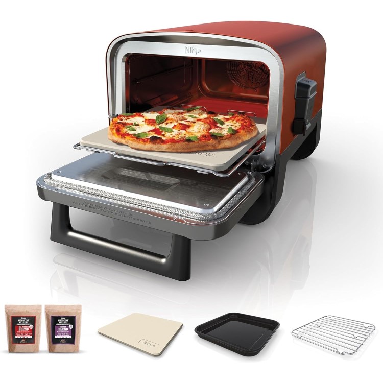 Ninja OO101UK Ninja Woodfire Outdoor Oven Artisan Pizza Maker and BBQ Smoker - Terracotta/Steel