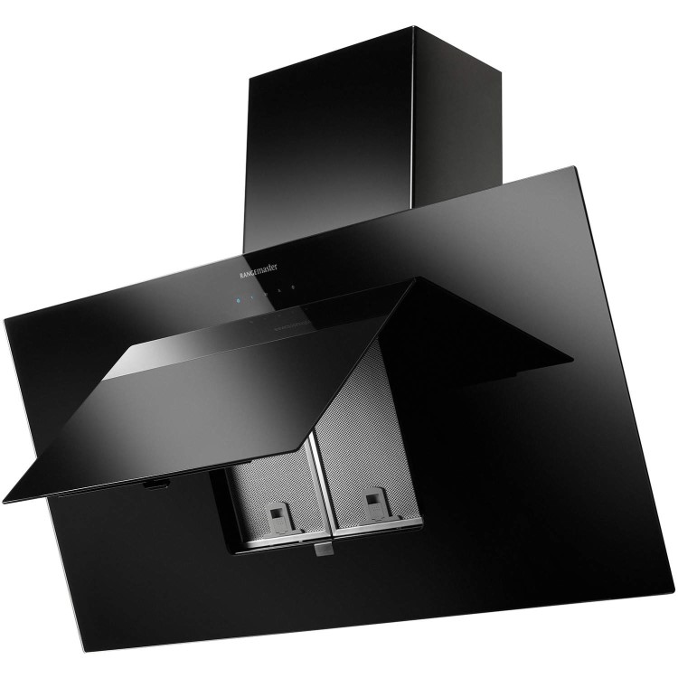 Rangemaster Opal 100cm Angled Chimney Cooker Hood - Black