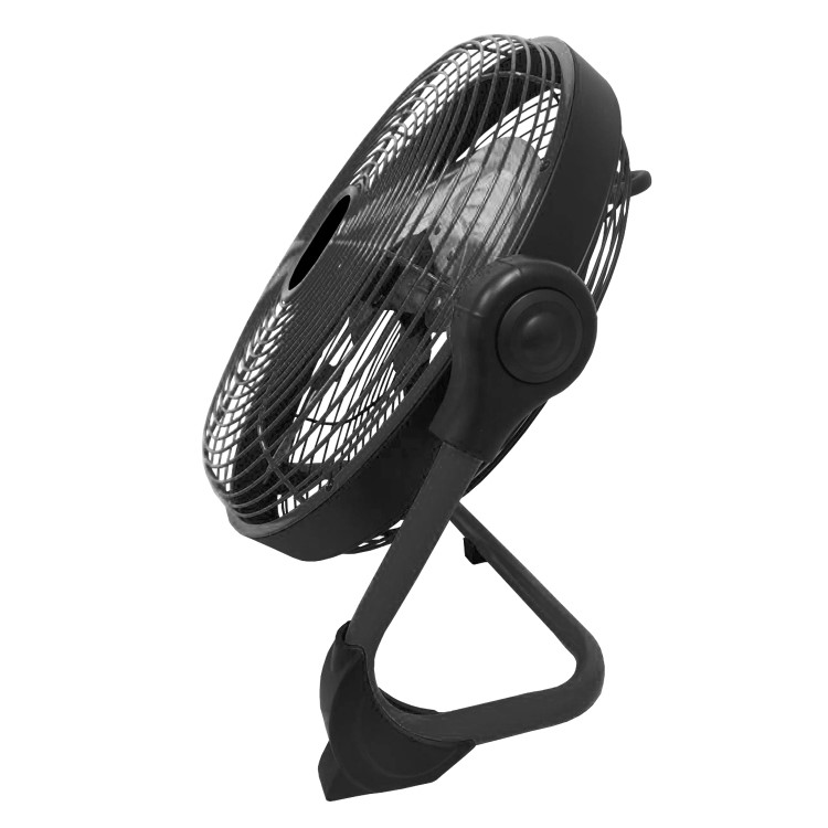 electriQ 12-inch Rechargeable Quiet DC Floor Fan - Versatile Metal Body for Indoor Outdoor and Commercial Use - Black