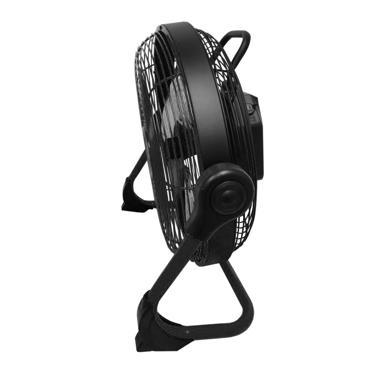 electriQ 12-inch Rechargeable Quiet DC Floor Fan - Versatile Metal Body for Indoor Outdoor and Commercial Use - Black