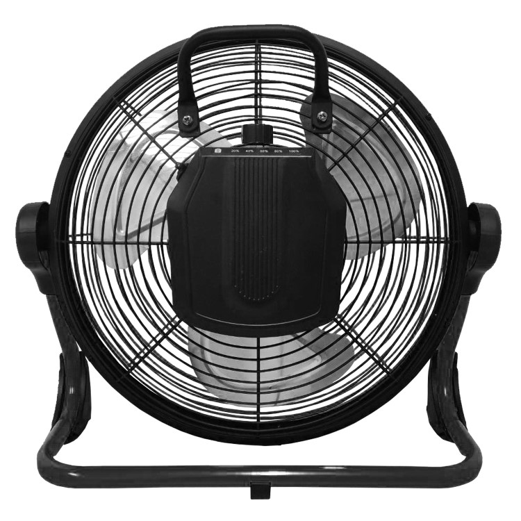 electriQ 12-inch Rechargeable Quiet DC Floor Fan - Versatile Metal Body for Indoor Outdoor and Commercial Use - Black