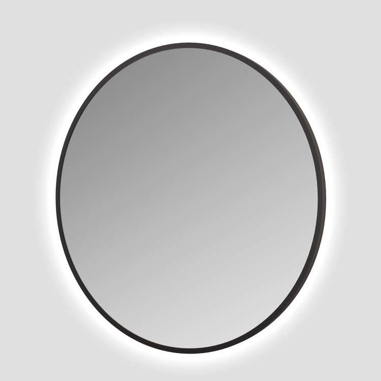 Round Black Backlit Heated Bathroom Mirror with Lights 600mm – Orion