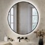 Round Black Backlit Heated Bathroom Mirror with Lights 800mm – Orion