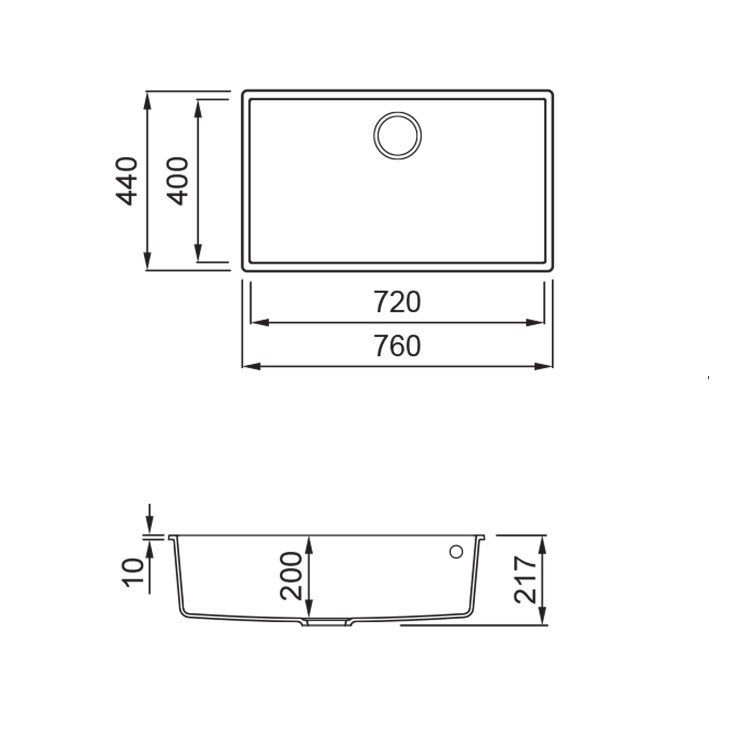 Rangemaster Oridian 760 Single Bowl Undermount Black Granite Kitchen Sink