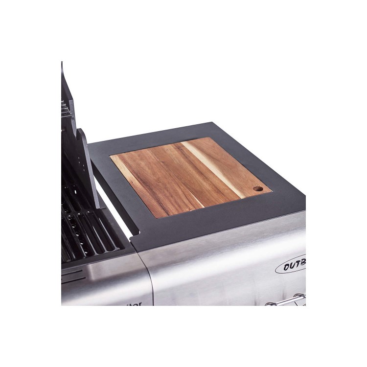 Outback Jupiter 6 Burner Hybrid BBQ Grill with Chopping Board - Stainless Steel