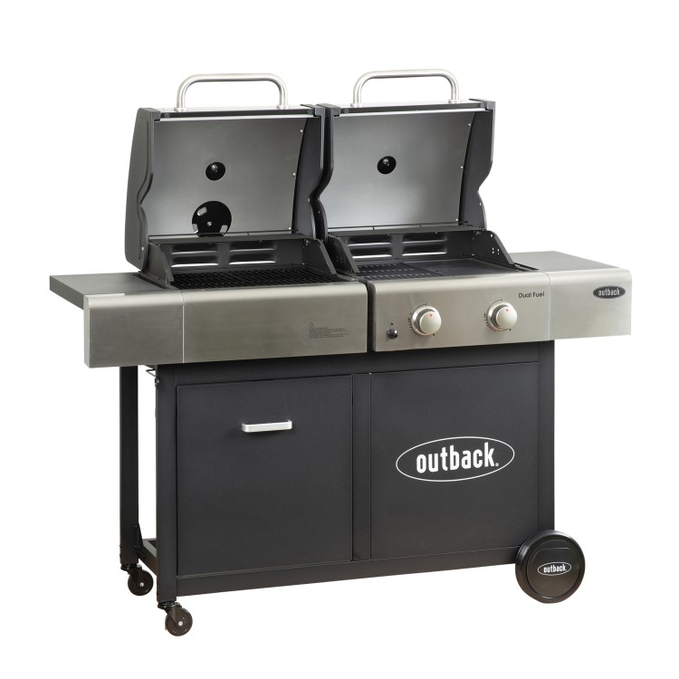 Outback 2 Burner Dual Fuel Gas BBQ Grill - Black