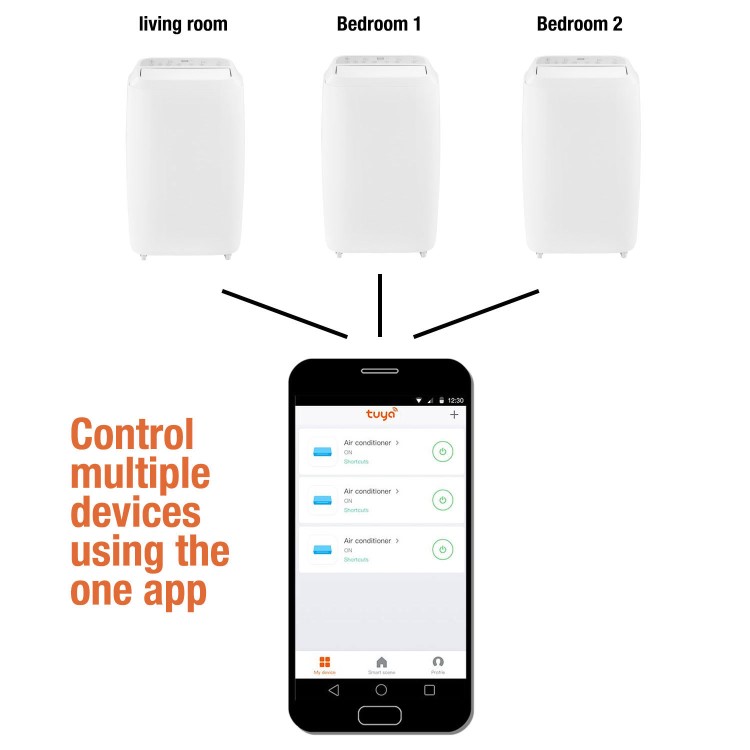 Refurbished electriQ 12000 BTU SMART WIFI App Portable Air Conditioner with Heat Pump