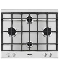 Smeg Cucina 60cm 4 Burner Gas Hob with cast Iron Pan Supports - Stainless Steel