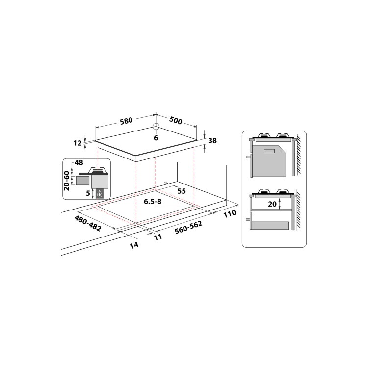 Indesit Aria 58cm 4 Burner Gas Hob - White