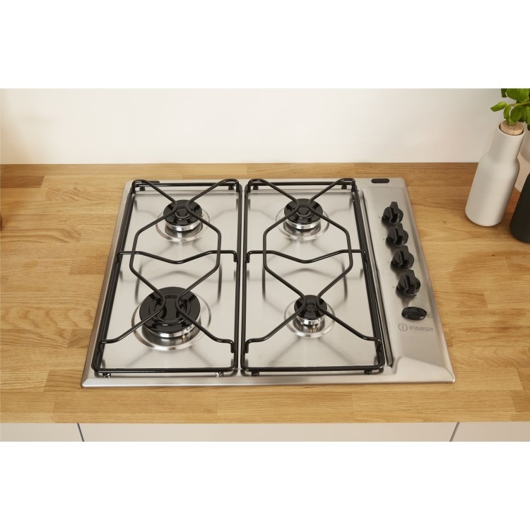 Indesit Aria 58cm 4 Burner Gas Hob - Stainless Steel