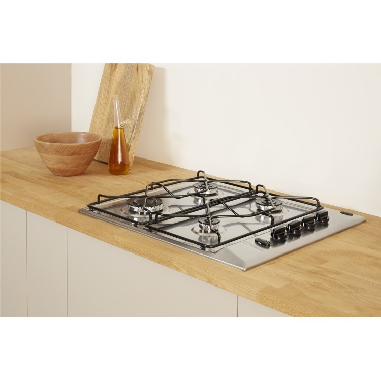 Indesit Aria 58cm 4 Burner Gas Hob - Stainless Steel