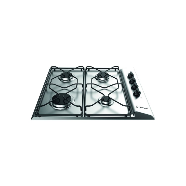 Refurbished Indesit Aria PAA642IXIWE1 58cm Four Burner Gas Hob Stainless Steel