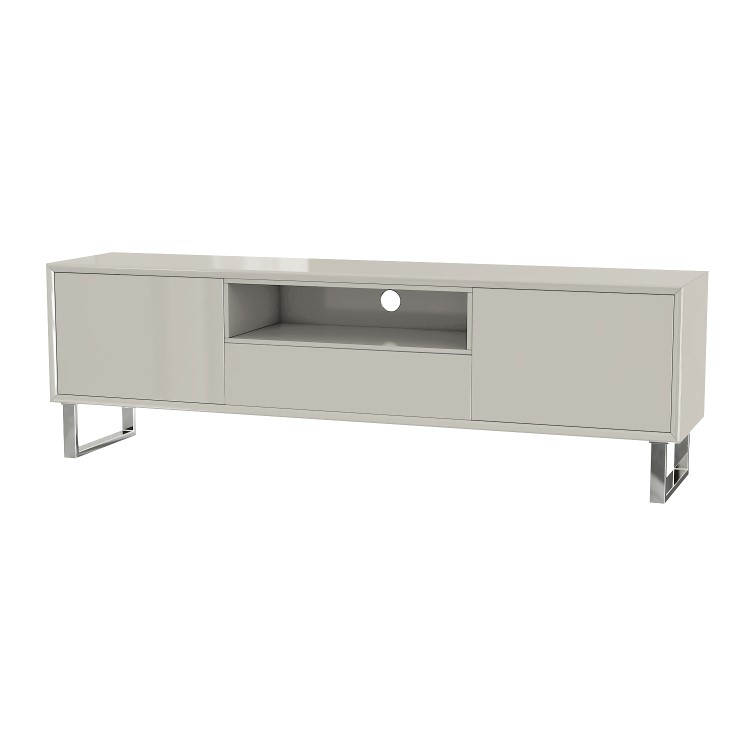 Large Beige Gloss TV Stand with Storage - TV's up to 77" - Paloma