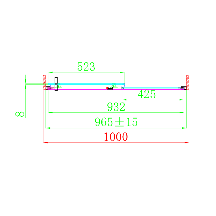 GRADE A1 - 1000mm Brushed Brass Sliding Shower Door 8mm Glass - Pavo