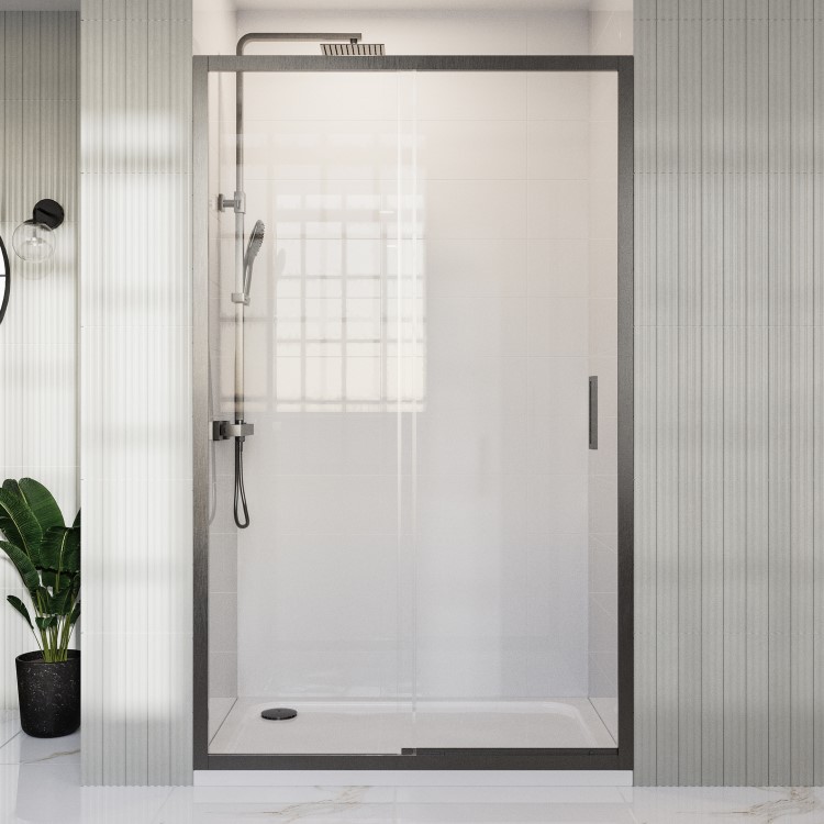 1000mm Gunmetal Grey Sliding Shower Door 8mm Glass - Pavo