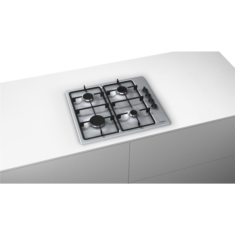 Refurbished Bosch Series 2 PBP6B5B60 58cm 4 Burner Gas Hob Stainless Steel