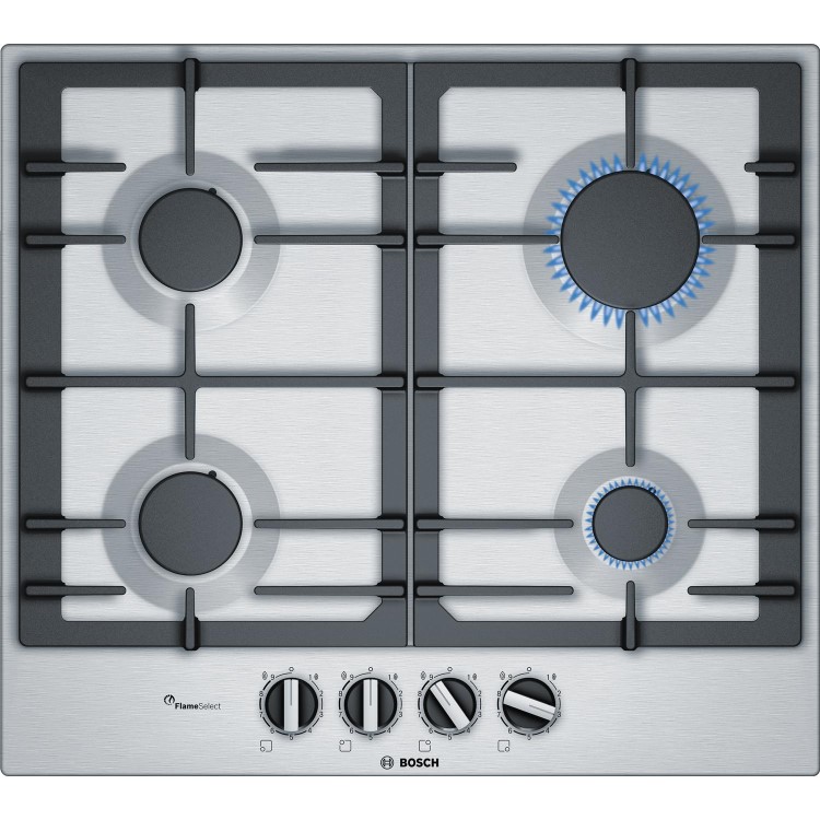 Refurbished Bosch Series 6 PCP6A5B90 58.2cm 4 Burner Gas Hob Stainless Steel