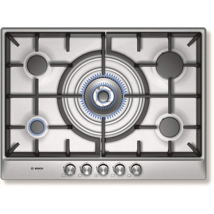 BOSCH PCQ715B90E Serie 6 Classixx 70cm Gas Hob Stainless Steel