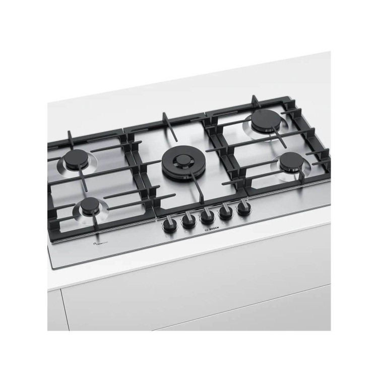 Refurbished Bosch Series 6 PCR9A5B90 90cm 5 Burner Gas Hob Stainless Steel