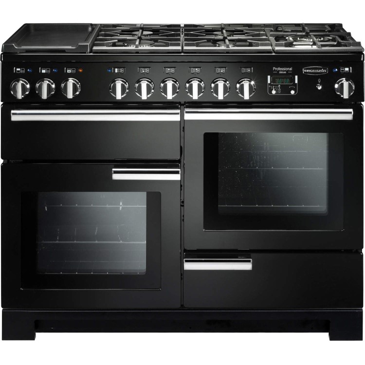 Refurbished Rangemaster Professional Deluxe PDL110DFFGBC 110cm Dual Fuel Range Cooker Black