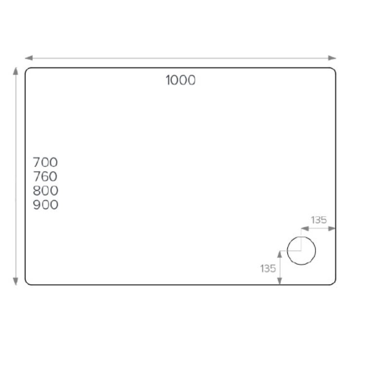 1000x800mm Rectangular Shower Tray - Non-Slip White Acrylic Stone Resin - Pearl