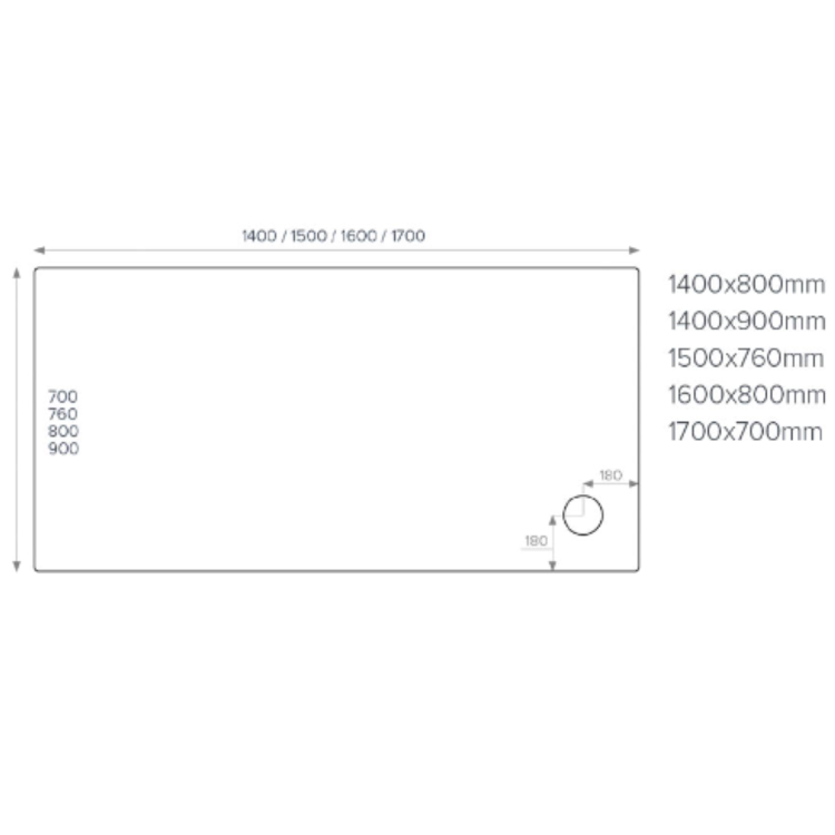 GRADE A2 - 1400x700mm White Acrylic Capped Stone Resin Rectangular Shower Tray  - Pearl