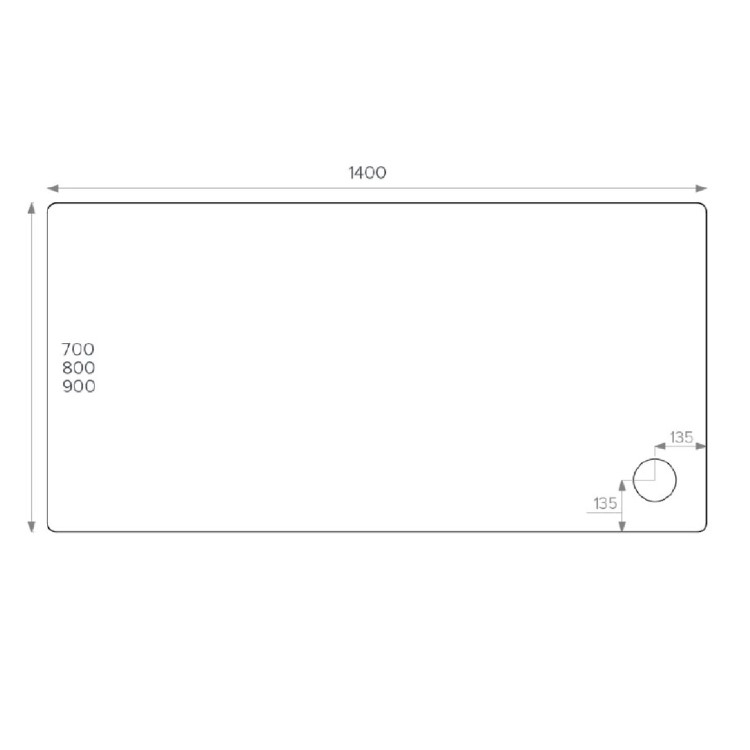 1400x800mm Rectangular Shower Tray - Non-Slip White Acrylic Stone Resin - Pearl