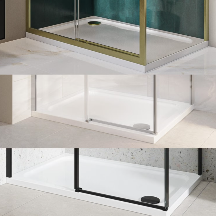 900x800mm Rectangular Shower Tray - White Acrylic Stone Resin - Pearl