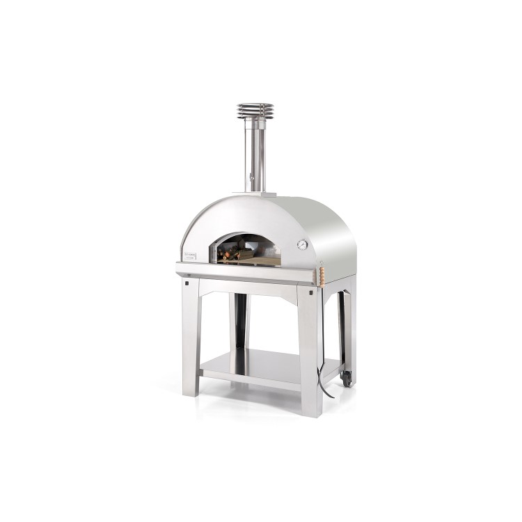 Fontana Mangiafuoco Wood Fired Freestanding Pizza Oven with Trolley - Stainless Steel