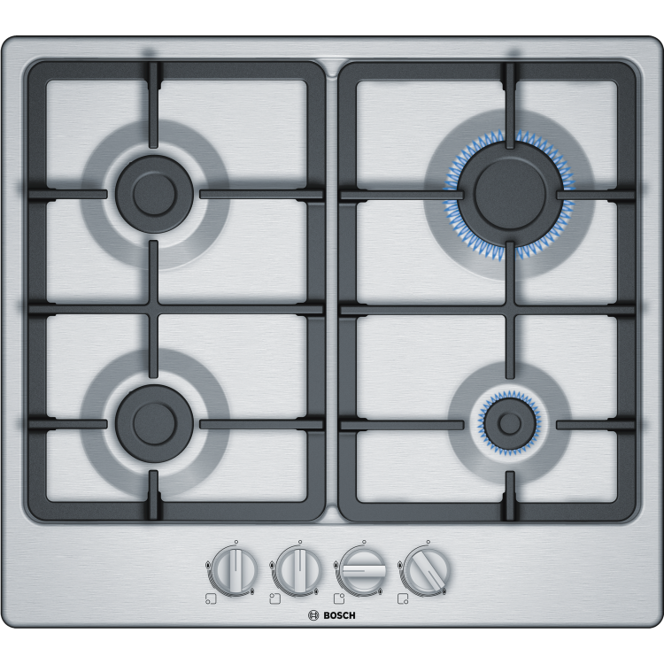 Bosch Series 4 58cm 4 Burner Gas Hob - Stainless Steel