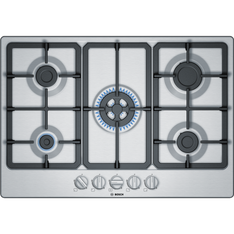 Refurbished Bosch Series 4 PGQ7B5B90 75cm 5 Burner Gas Hob Stainless Steel