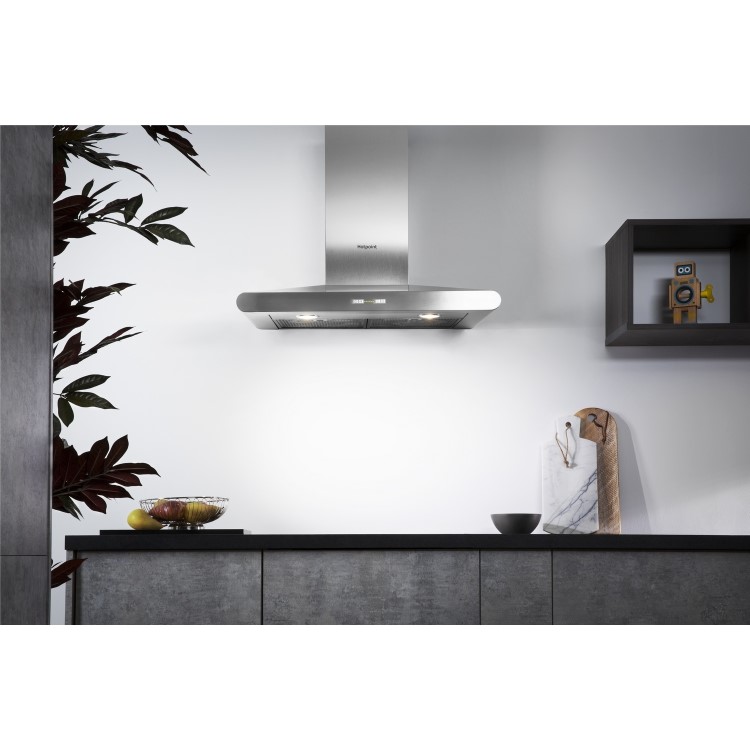 Hotpoint 70cm Chimney Cooker Hood - Stainless Steel