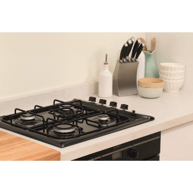 Indesit PIM640ASBK 60cm 4 Burner Gas Hob in Black