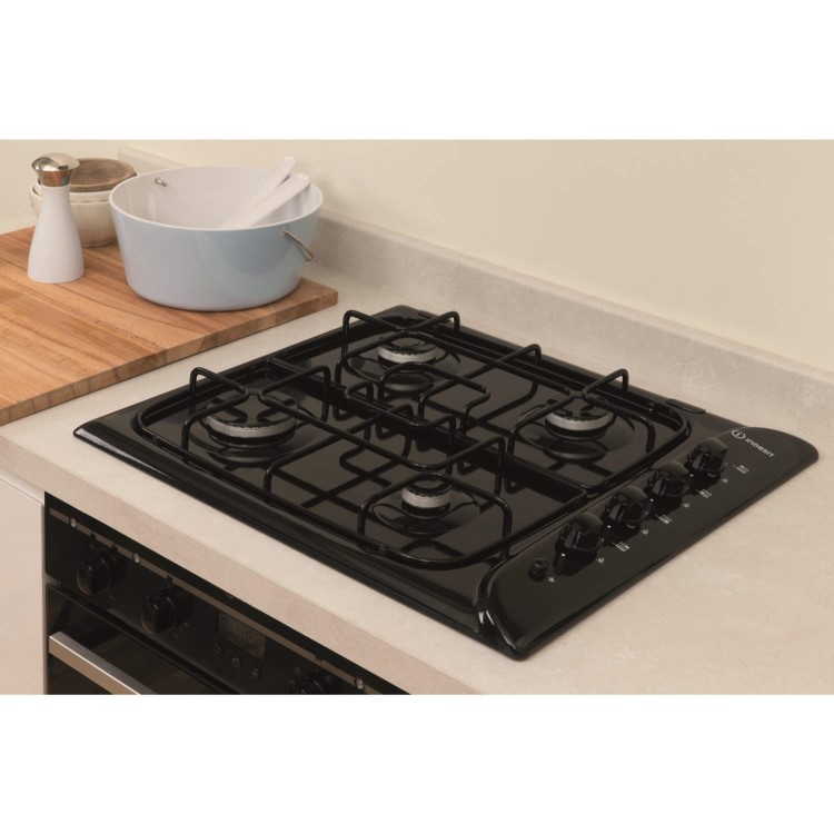 Indesit PIM640ASBK 60cm 4 Burner Gas Hob in Black