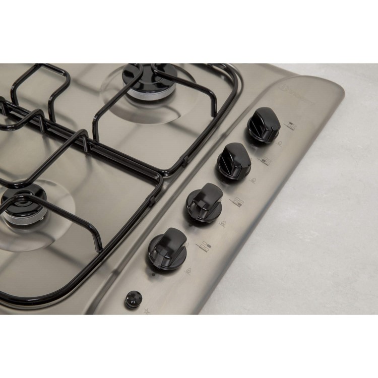 Indesit PIM640ASIX 60cm 4 Burner Gas Hob - Stainless Steel