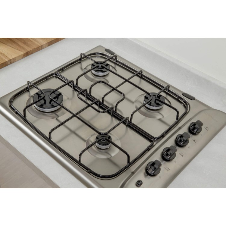 Indesit PIM640ASIX 60cm 4 Burner Gas Hob - Stainless Steel