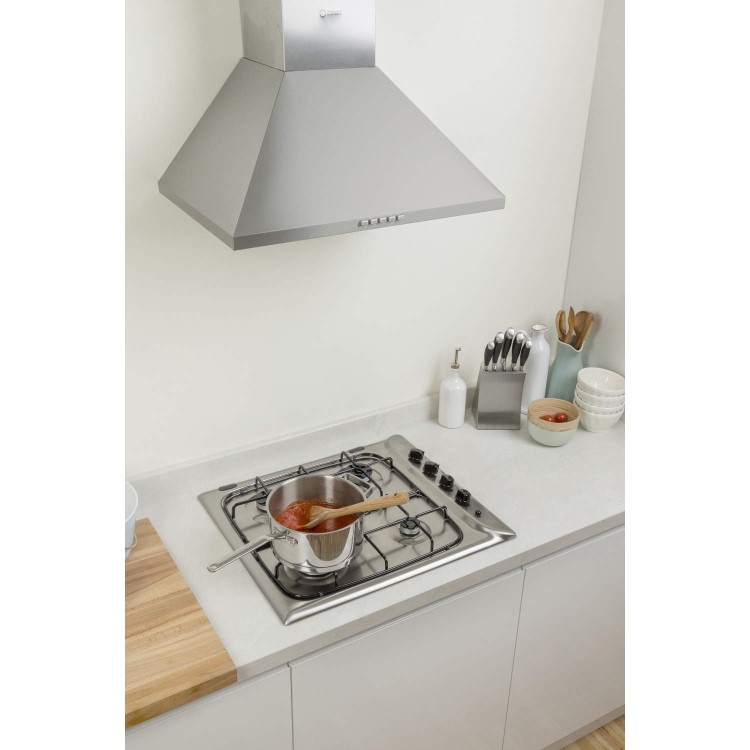 Indesit PIM640ASIX 60cm 4 Burner Gas Hob - Stainless Steel