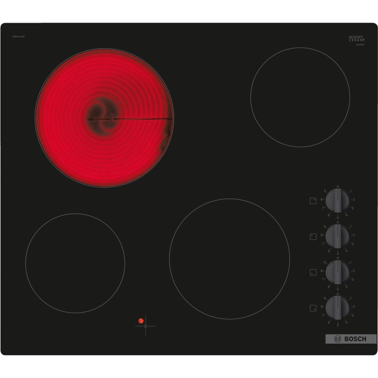 Refurbished Bosch Serie 2 PKE611CA3E 60cm 4 Zone QuickTherm Ceramic Hob Frameless Black