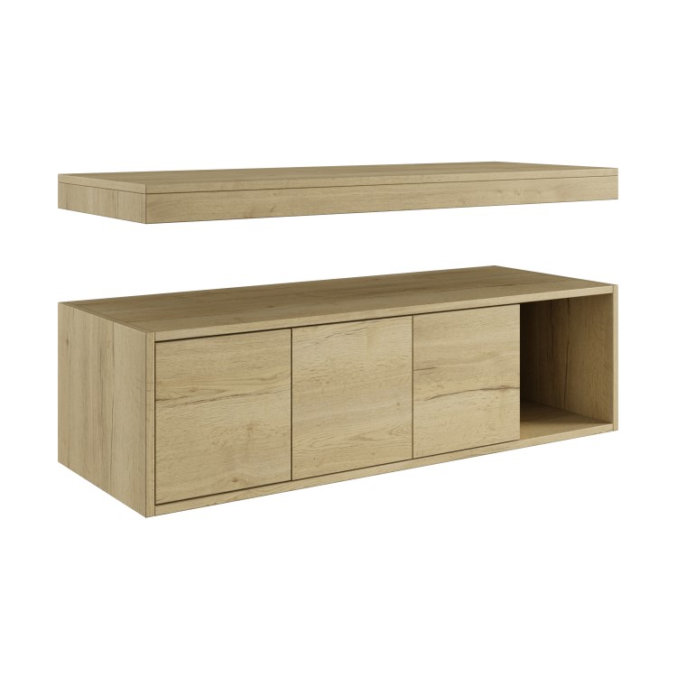 1200mm Wood Effect Wall Hung Countertop Vanity Shelves - Porto