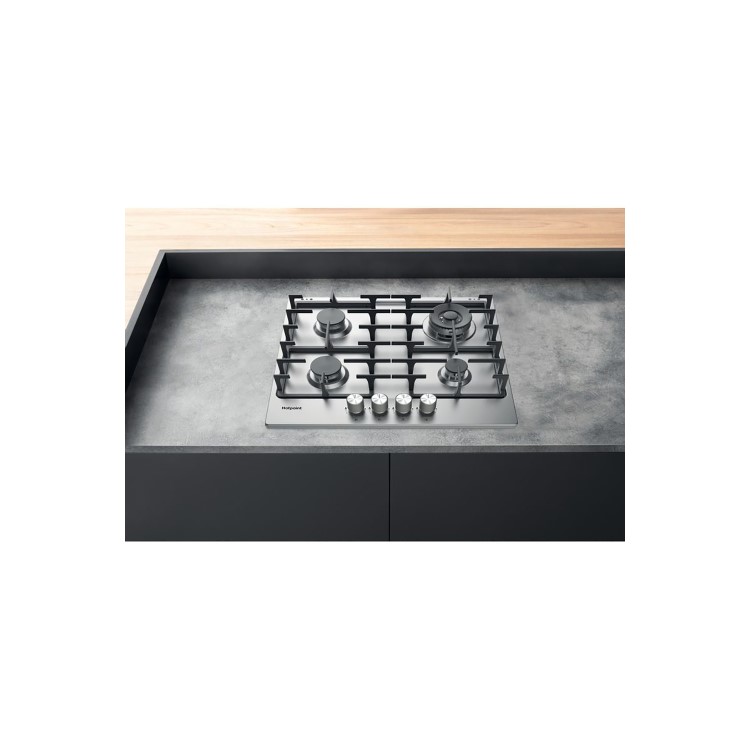 Hotpoint 59cm 4 Burner Gas Hob - Stainless Steel