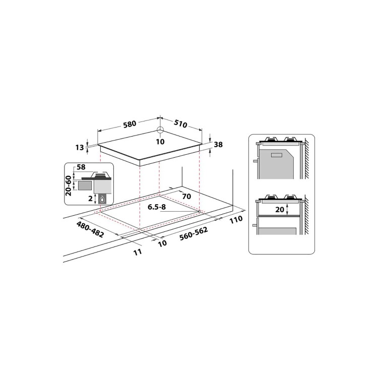 Hotpoint 59cm 4 Burner Gas Hob - Stainless Steel